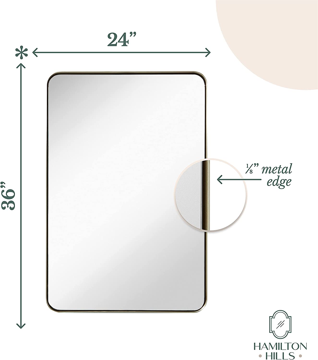 Brushed Metal Wall Mirror | Silver Framed Rounded Corner