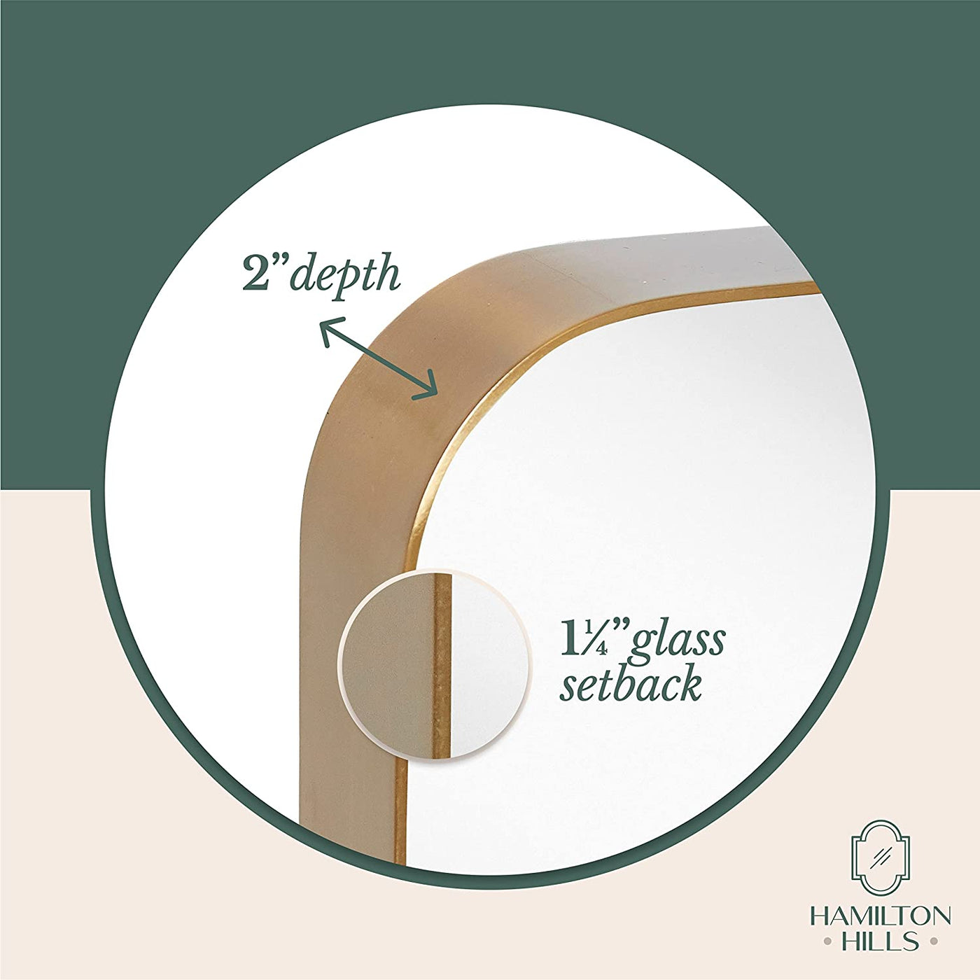 Brushed Metal Wall Mirror | Gold Framed Rounded Corner
