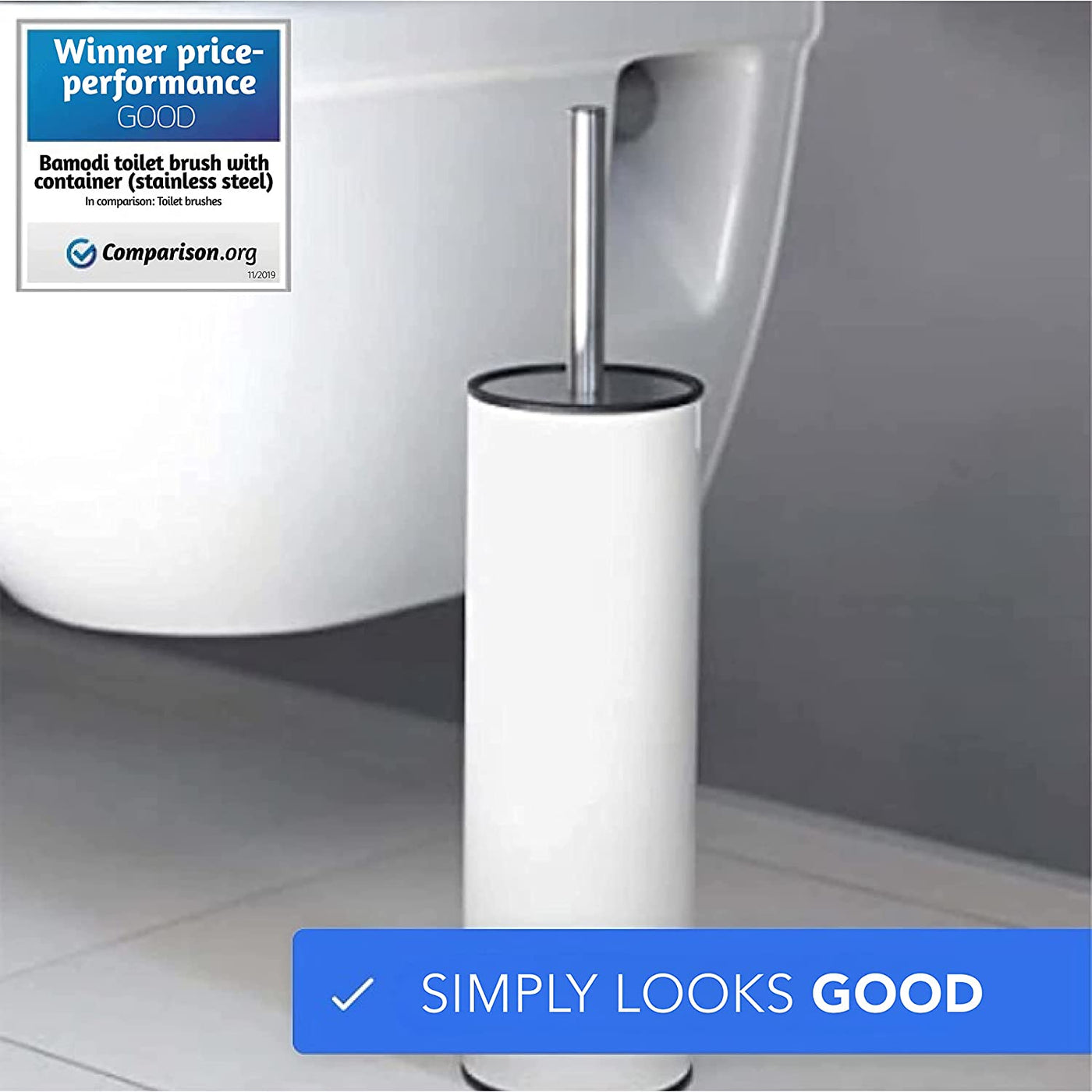 Bamodi Stainless Steel Toilet Brush Set - Elegant and Free Standing