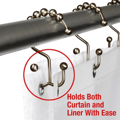 Chrome Double Hooks - Premium Stainless Steel Shower Curtain Rings