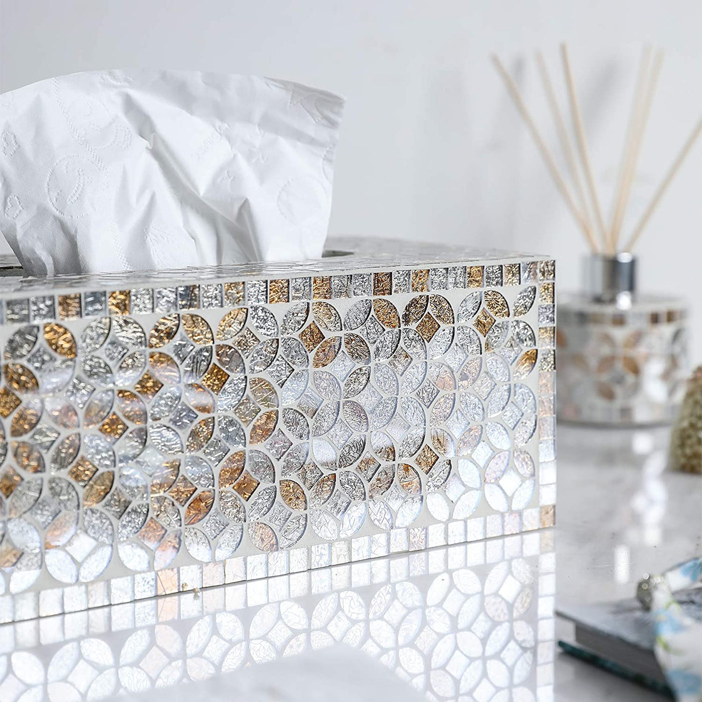 Mosaic Tissue Holder - Elegant Rectangular Tissue Box Cover